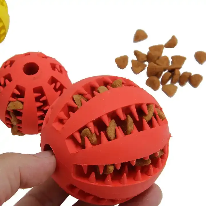 Interactive Rubber Chew Toy Indestructible Treat Dispensing Chew Ball Enrichment Treat Food Slow Feeder & Dispenser For Dog