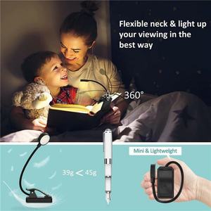 Lampe de lecture LED portable rechargeable par USB, douce pour les yeux, luminosité réglable, clip flexible, ambre, pliable, chambre, salon - Product Image 2