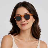 Lunettes rondes à clipser avec monture en acétate et verres transparents en PC, design minimaliste neutre de haute qualité