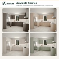 Meuble de cuisine en contreplaqué avec portes en chêne blanc, aménagement en U classique, dimensions personnalisées, unités modulaires et tiroirs à fermeture amortie