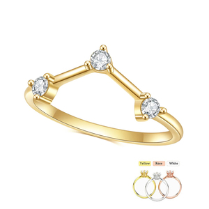 OL0958 permanente en forma <span class=keywords><strong>de</strong></span> V tres piedras apilables 2,5mm laboratorio crecido <span class=keywords><strong>diamante</strong></span> moissanita oro amarillo Real 9K 10K <span class=keywords><strong>14</strong></span> quilates Au750 anillo <span class=keywords><strong>de</strong></span> oro - Product Image 1