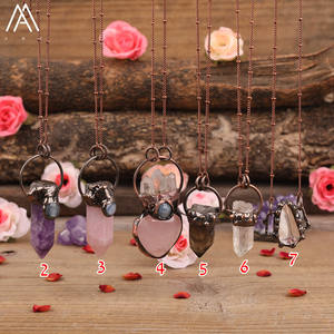 Богемный Классический Бронзовый кулон ожерелье «DIY» ювелирные изделия из натурального камня необработанный кварц Лабрадорит Друза свадьбы вечеринки - Product Image 3