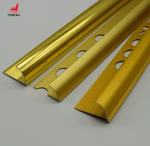 Populaire Gepolijst Gold 10 Mm Ronde Edge Aluminium Hoek Tegel Trim Custom Logo Gemakkelijk Installeren Metalen Strips Voor Vloertegels