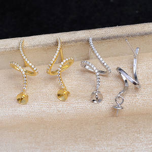 Pendientes de Plata S925 con Forma de Serpiente Wenchi, Accesorio de Joyería DIY de Moda, Soporte Vacío para Piedras de 8-12mm, Producto Semielaborado, Modelo 15572 - Product Image 4