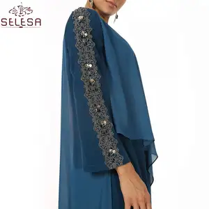 Vestido de casamento feminino abaya, maxi vestido de camisa floral musculino estampa de abaia no dubai vestidos islâmicos