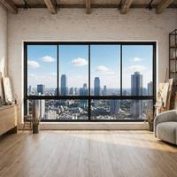 Fenêtre coulissante moderne à cadre étroit en alliage d'aluminium, double vitrage panoramique pour villa, appartement et maison résidentielle