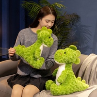 Boneka Dinosaurus Hijau Berbulu Keriting Lucu, Mainan Dino Duduk Lembut, Boneka Hewan Isi Dakron untuk Anak Laki-laki, Dekorasi Sofa Kamar Tidur, Kado Ulang Tahun