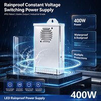 Alimentation LED étanche IP65 DC12V 24V 400W avec garantie de 2 ans, transformateur pour éclairage publicitaire extérieur