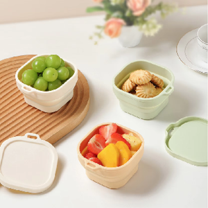 <b>Hot</b> Sale <b>Food</b> Grade Portable Foldable Silicone <b>Food</b> Storage <b>Containers</b> Collapsible Bowl With Lid For Outdoor Camping And Picnic - Product Image 1