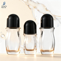 Flacon d'essence en verre transparent avec applicateur à bille, flacon à bille pour massage, flacon distributeur d'huiles essentielles cosmétiques