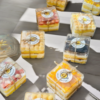 Contenants carrés jetables en plastique PS transparent pour gelée, coupes à dessert avec couvercle, boîtes à mousse, emballage alimentaire personnalisable – Vente en gros