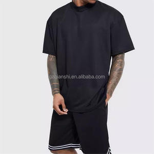เสื้อยืดครอปทรงโอเวอร์ไซส์คุณภาพสูงสำหรับทุกเพศ สีดำ ผ้าคอตตอนเนื้อหนา ทรงบ็อกซี่ ไหล่ตก คอเต่า - Product Image 4