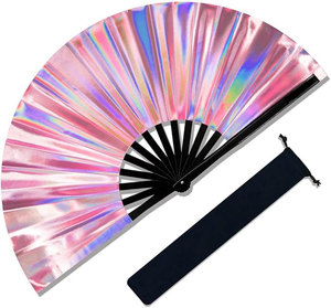 Abanico de Mano Personalizado de PVC, Plástico, Hecho a Mano, para Festivales de Música, Iridiscente, Brillante, con Logotipo Personalizado, Tamaño Personalizado, Recuerdo Artístico - Product Image 5