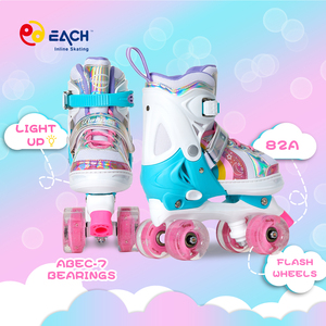 EACH Patins à roulettes professionnels pour enfants à 4 roues, réglables, avec semelle extérieure en cuir et PVC, pour le plaisir en extérieur - Product Image 6