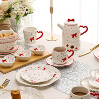 Cadeaux créatifs pour la Saint-Valentin LovingHome, populaires sur Instagram, ensemble de vaisselle en céramique artisanale en forme de cœur rose mignon, vaisselle de table pour restaurant
