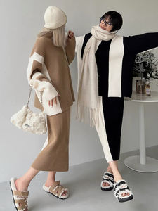 Mode deux pièces ensemble grande taille vêtements d'hiver hauts pour femmes pulls ensembles femmes musulmanes <span class=keywords><strong>robe</strong></span> - Product Image 6