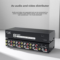 1 hingga 8 50Hz-5.5Mhz Kotak Distributor Pemisah Amplifier Video Audio Komposit RCA AV Bertenaga 1 Masuk 8 Keluar