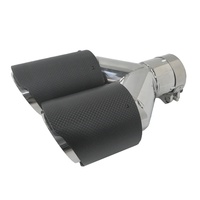 Tuyau d'échappement universel en acier inoxydable avec finition noire, embouts doubles en fibre de carbone, tuyau d'échappement en acier inoxydable à 4 sorties