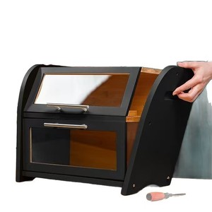 Fiesenya Wooden Bread Box Double Layer 37x23x30cm Acrylic Door Storage For Bread And Pastries Kitchen Use - Product Image 3