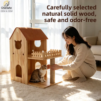 Condo pour petits animaux en bois massif, maison à plusieurs niveaux pour animaux de compagnie, meubles pour chats et lapins avec griffoir