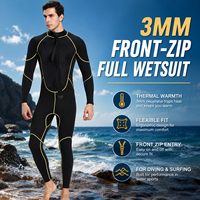Combinaison de plongée intégrale pour homme 3 mm en néoprène, isolée thermiquement, à fermeture éclair frontale, col montant, manches longues, pour eaux froides, plongée et surf, achat en gros