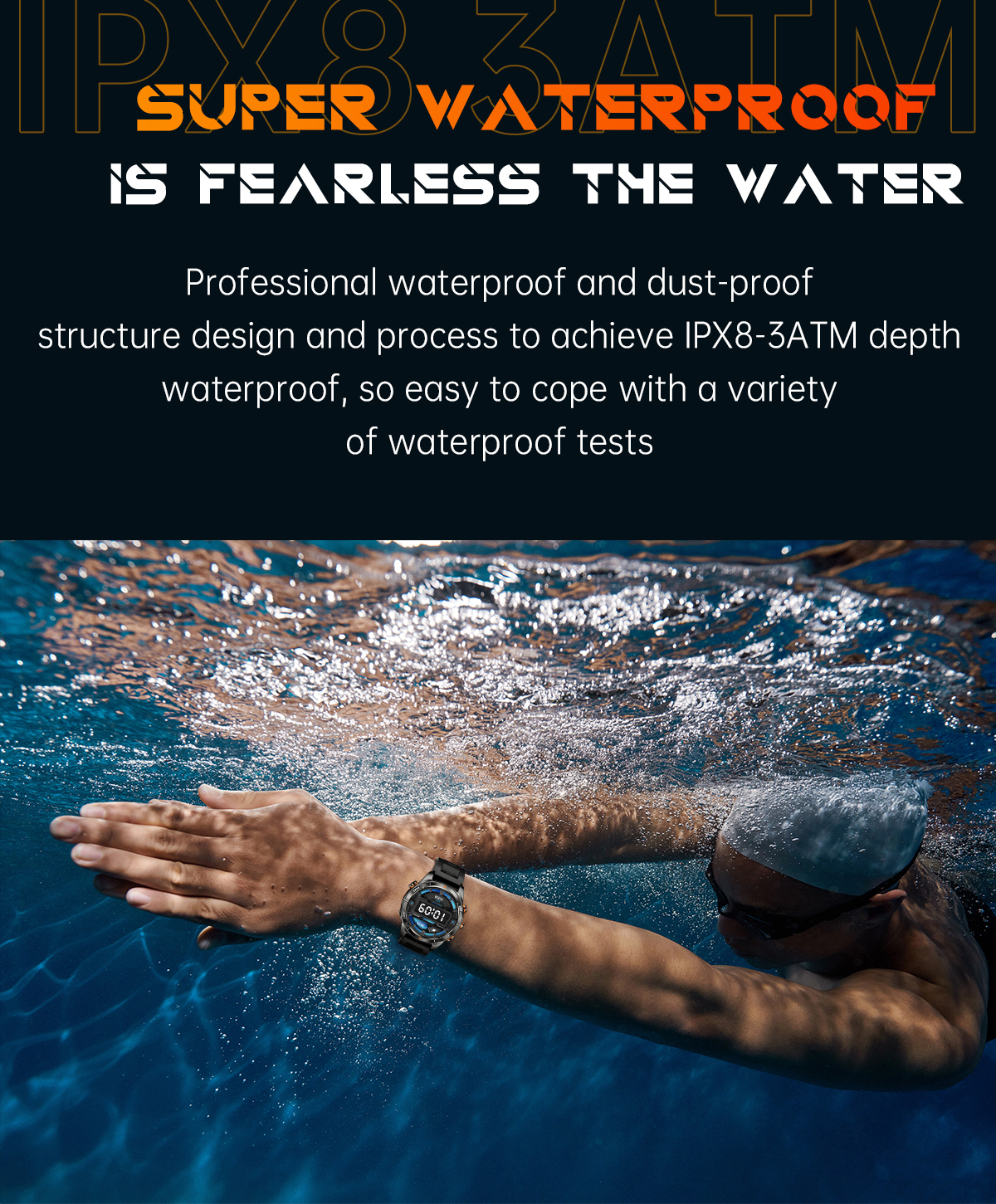 2025 KT80 Smartwatch: 3ATM Waterproof, Long Battery Life, BT Call