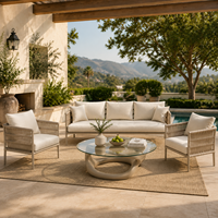 Ensemble de canapés de conversation de luxe en corde tressée résistante aux intempéries pour l'extérieur, idéal pour villa, jardin et terrasse