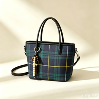 Tas Tote Tartan Skotlandia Kustom dengan Logo, Tas Belanja Motif Kotak-kotak, Tas Selempang Warisan Skotlandia untuk Grosir Inggris