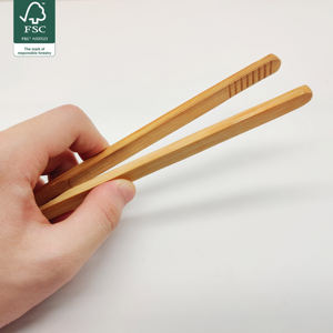 Juego de Utensilios de Cocina, Pinzas para Alimentos de Bambú con Mango de Madera y Acero Inoxidable, Herramientas de Cocina para Ensaladas y Tostadas - Product Image 3