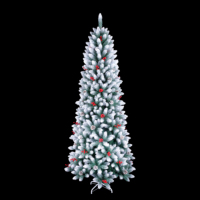 UMIND 2026 Neues Design Großhandel 6ft 7ft 8ft 9ft Beflockter Weihnachtsbaum mit Roten Beeren Tannenzapfen Vorinstallierte Beleuchtung für Feiertagsdekoration