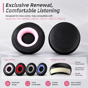Almohadillas de Repuesto para Auriculares <span class=keywords><strong>Koss</strong></span> Porta Pro PP/KSC35/KSC75/KSC55/KSC50, Almohadillas de Cuero/Tela de Malla - Product Image 2