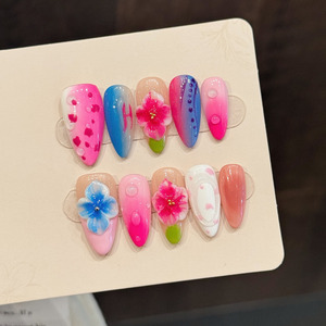 Diseño 701-800, Uñas Postizas de Gel Hechas a Mano, Uñas Artificiales de Salón, Uñas Francesas de Gel, Uñas a Presión - Product Image 5