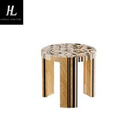 Table basse ronde en bois massif de design italien, table basse de salon de luxe haut de gamme