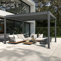 Pergola autoportante en aluminium gris foncé résistante aux intempéries, à lames orientables, écologique, pour jardin résidentiel