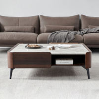 Ensemble de tables basses carrées modernes de luxe léger avec plateau en marbre, table centrale design pour salon, mobilier de maison en gros