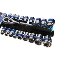 FIXTEC Heavy Duty Mécanique Outil Clé à chocs Ensembles de douilles Poignée à cliquet Cr-V 19Pcs 1/2 Inch Dr Socket Set Tool Kit