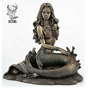 Statue de <span class=keywords><strong>sirène</strong></span> en bronze de jardin personnalisée, grande fontaine d'eau en cuivre et en laiton - Product Image 2