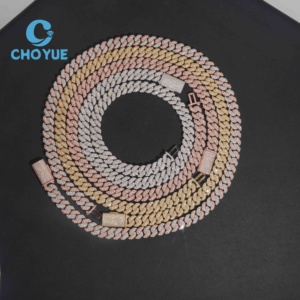 ลดราคาพิเศษ สร้อยคอเงินแท้ S925 ขนาด 10 มม. 3 แถว แบบ Cuban Link ประดับเพชรโมอิสซาไนต์ สไตล์ฮิปฮอป เครื่องประดับคุณภาพสูง สร้อยคอผู้ชาย ผ่านการทดสอบเพชร GRA - Product Image 2