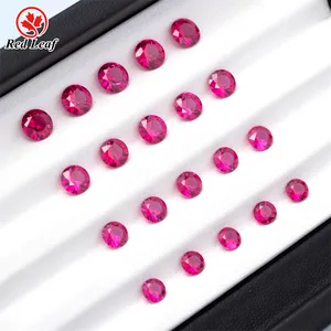 Redleaf Jewelry 5A Quality Corundum Round Shape Ruby 5# Color Loose Ruby Stone