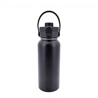 Bouteille d'eau pour sports de plein air 32 oz, bouteille isotherme en acier inoxydable avec couvercle breveté, ouverture à une main, anti-fuite, large ouverture