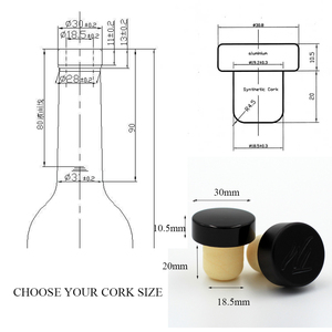 Bouchon en liège anti-déversement élégant et luxueux pour bouteilles de vin 18,5 mm 19 mm 20 mm pour whisky et <span class=keywords><strong>vodka</strong></span> - Product Image 6