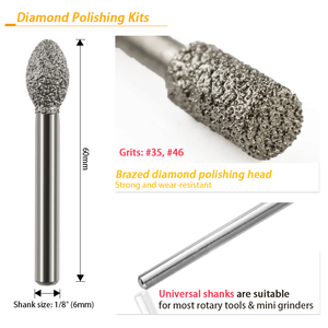 20 cái công cụ quay Phụ kiện Đá Khắc Bộ kim cương Mài Burr <span class=keywords><strong>bit</strong></span> cho đá gốm thủy tinh khắc, đánh bóng, khắc - Product Image 3