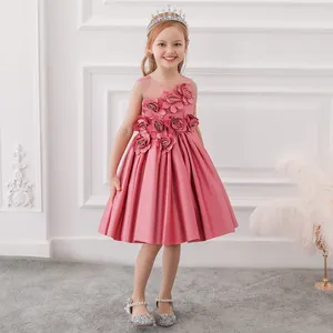 Gaun Malam Bersinar Anak-anak Musim Panas, Gaun Renda Putri Bayi Bunga Anak Perempuan