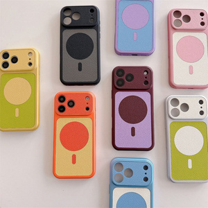 Colorful Original Magnetic Leather <b>Phone</b> case for iPhone 18 17 16 15 Pro Max Rainbow Textured Circle Converted Back Cover New - Product Image 1