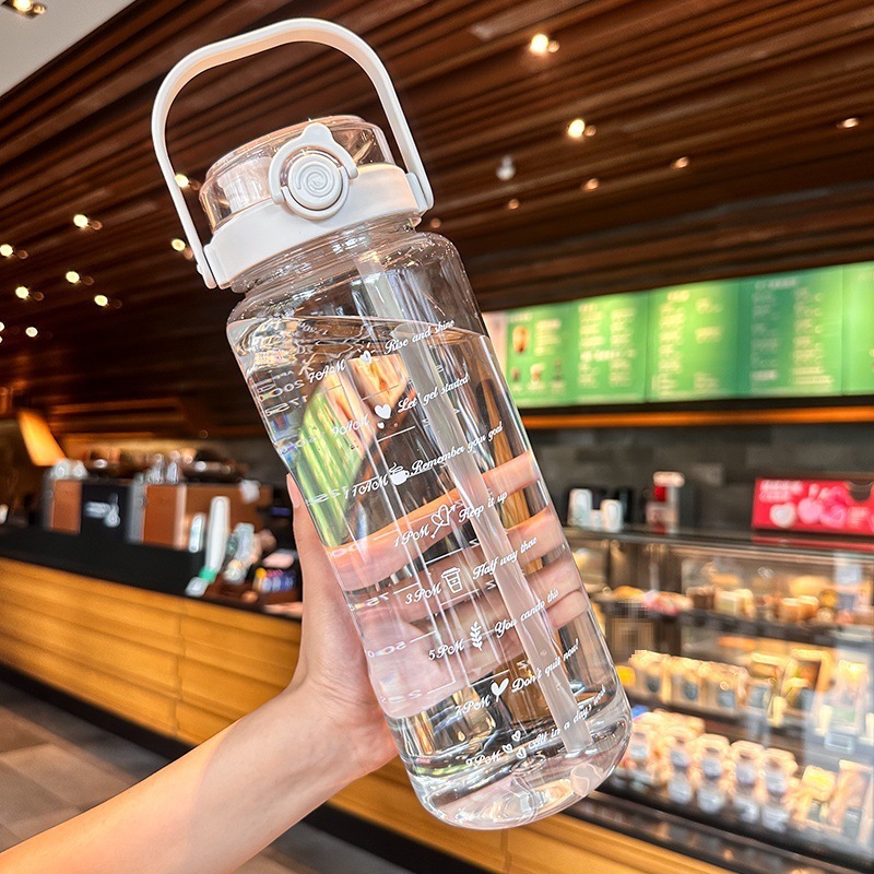 Simple white 2000ml portable double drink cup lid]]