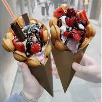 Cône de crêpe en carton personnalisé à paroi unique Feuille d'or imprimée Fry Bubble Gaufre Porte-sushi Nouilles Biscuits Hamburgers
