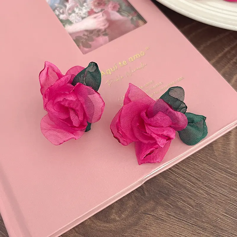 2024 New Love Heart Blooming Florals Cute Lovely Female Ear Jewelry Flower Earrings for Women