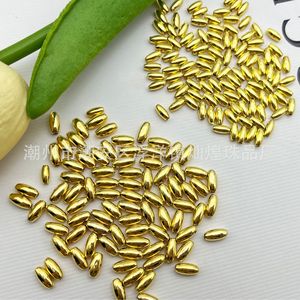 Perles ovales dorées et argentées 3x6mm, plaquées, à trou droit, pour la création de bijoux DIY - Product Image 3