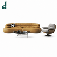Ensemble de canapés de bureau en cuir moderne haut de gamme, canapé modulaire luxueux et écologique, canapé incurvé pour bureau de direction/salon