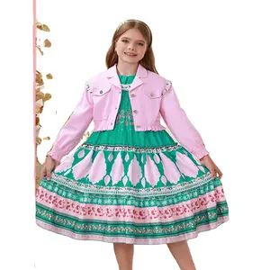 Hot Selling Children's Dress 2024 Spring Girls' Birthday Princess Dress Printed Casual Dress